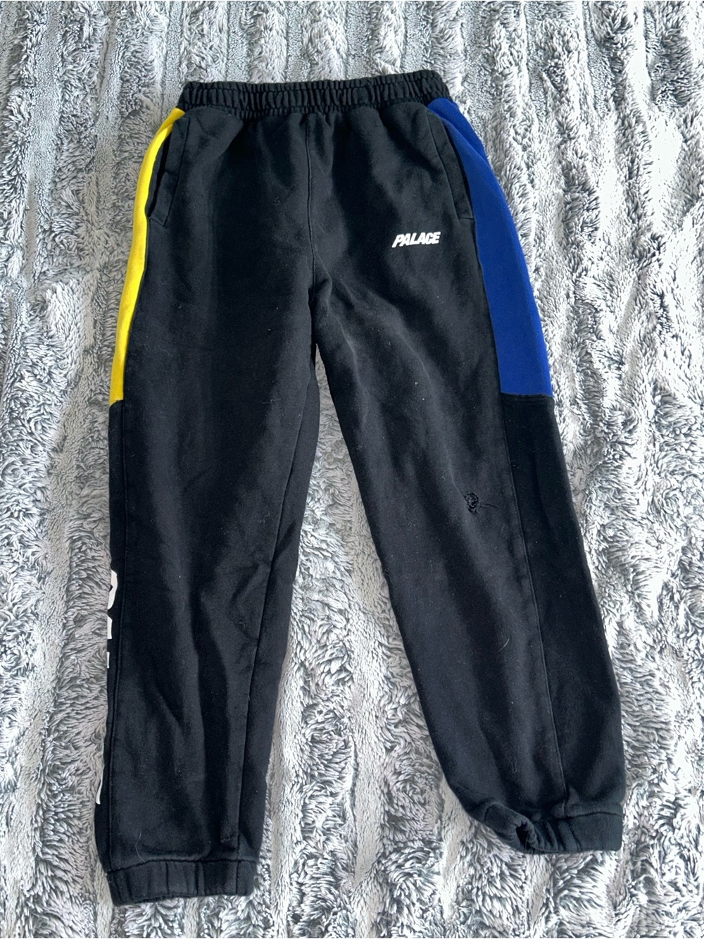 Palace Black Colorblock Sweatpants with Blue & Yellow Panels